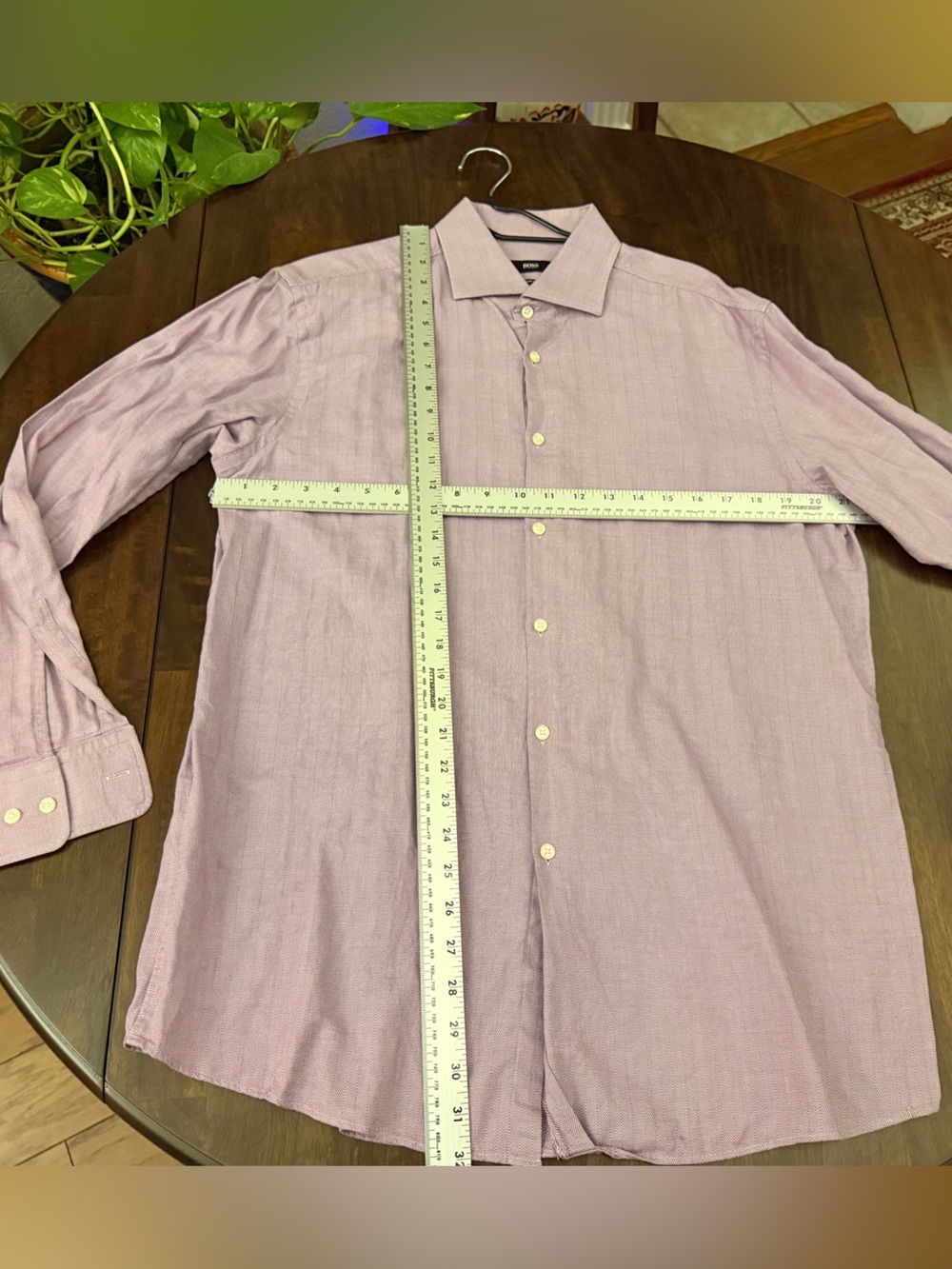 Hugo Boss Men's Lavender Button-Up Dress Shirt
